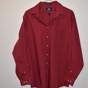 Mens Stafford Supershirt Broadcloth Wrinkle Free Long Sleeve Dress Shirt Sz 17.5